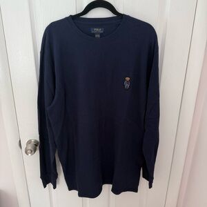 Men’s Polo Ralph Lauren Sleepwear Blue Thermal Long Sleeve Shirt Size 2XL